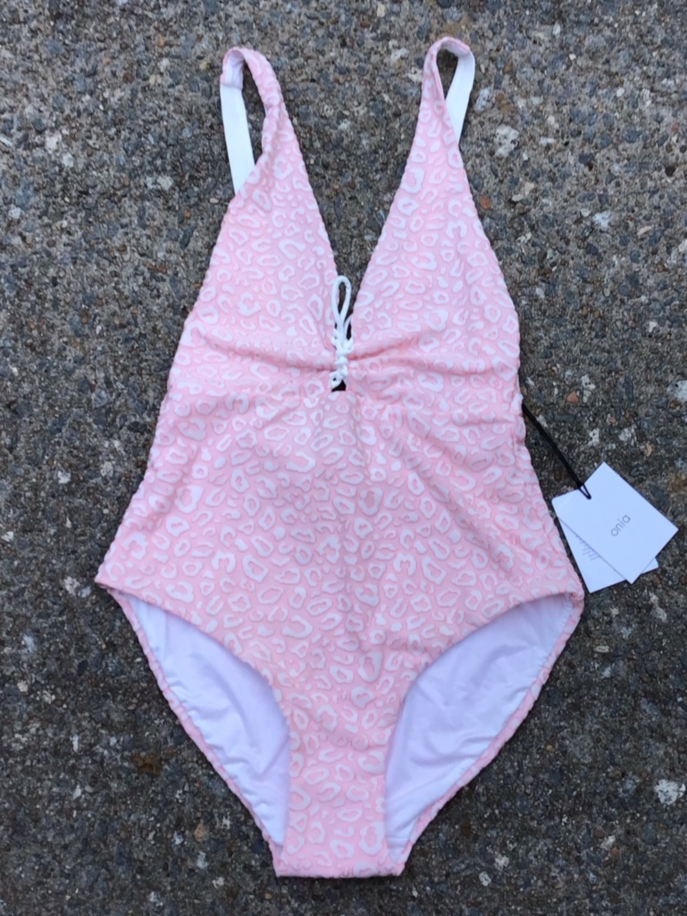 NWT Onia Pink Tahiti Front Lace Up One Piece Swimsuit
